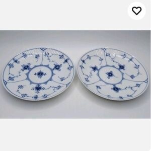(2) ROYAL COPENHAGEN Blue Fluted Saucer Plates #315 DENMARK